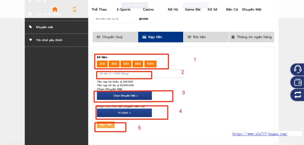 Nạp Tiền Ole777